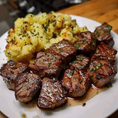 Thumbnail for Garlic Butter Steak Bites and Cheesy Smashed Potatoes