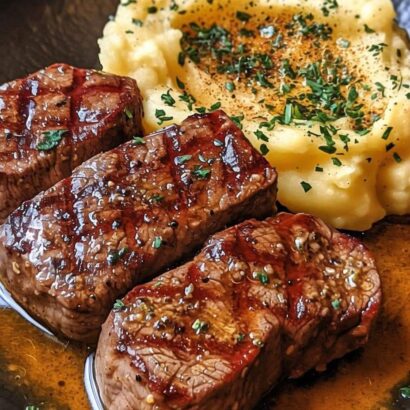 Thumbnail for Garlic Butter Steak Bites and Mash