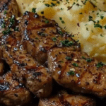 Garlic Butter Beef Bites with Creamy Mashed Potatoes