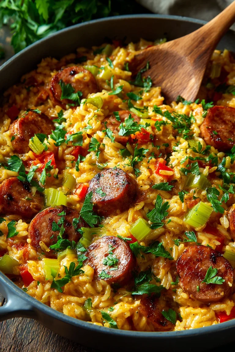 Cheesy Sausage and Rice Skillet