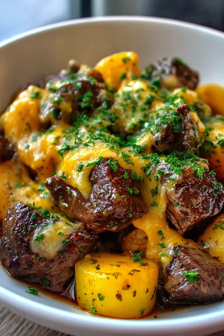 Slow Cooker Steak & Cheddar Potato Casserole