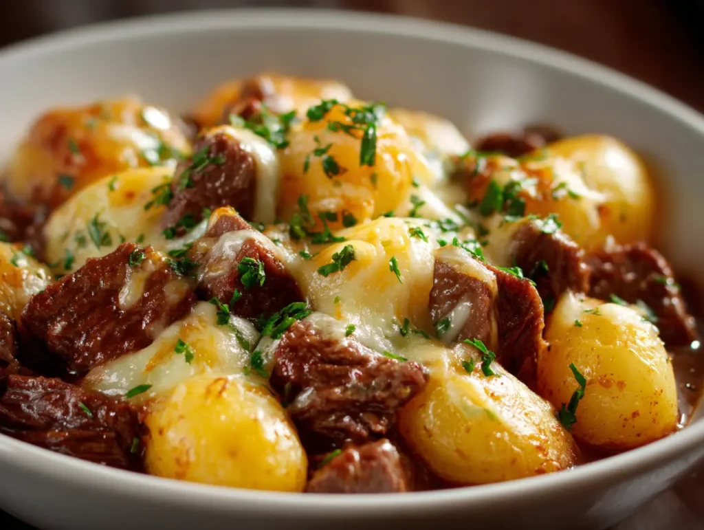 Slow Cooker Steak & Cheddar Potato Casserole
