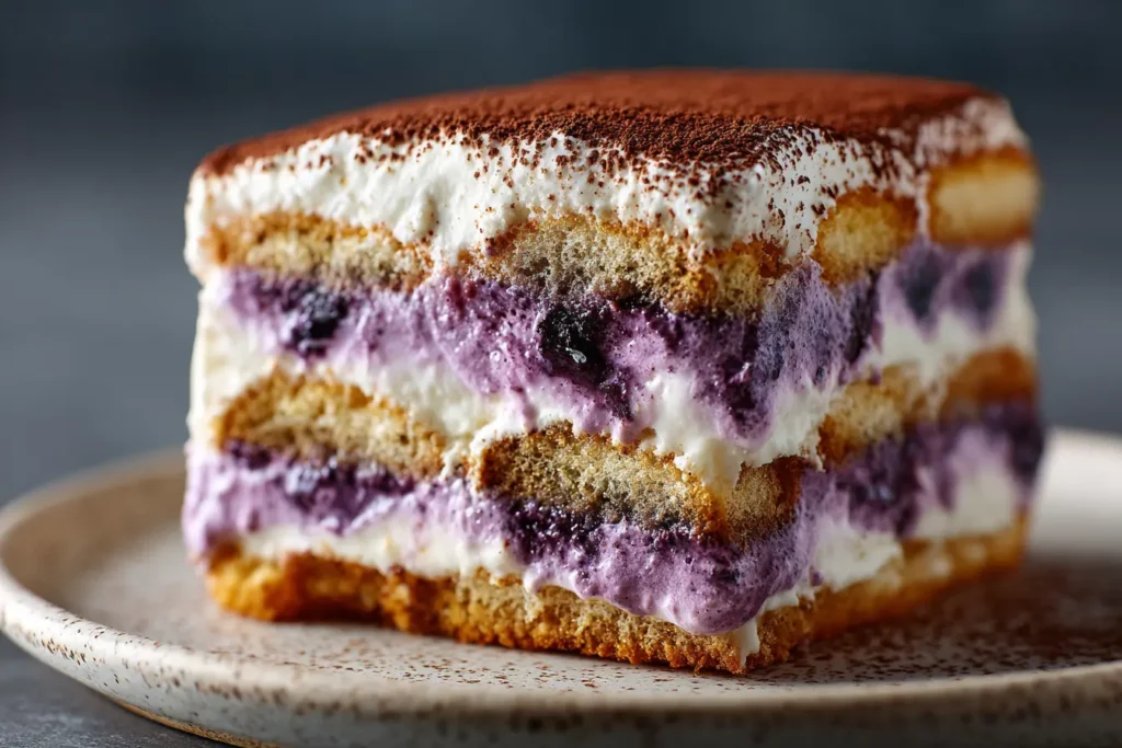 Ube Tiramisu with Cocoa Dust