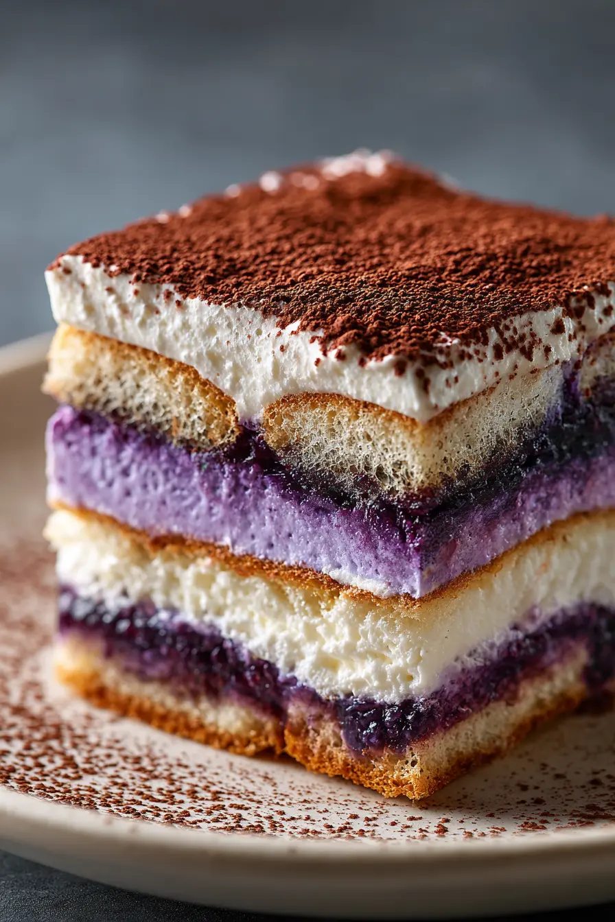 Ube Tiramisu with Cocoa Dust