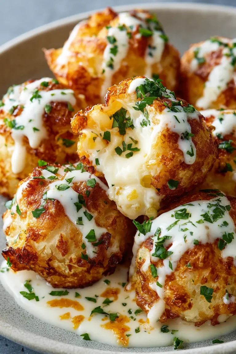 Crispy cheese balls with creamy sauce