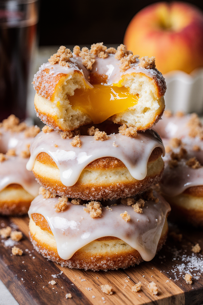 Peach Cobbler-Cheesecake Donuts